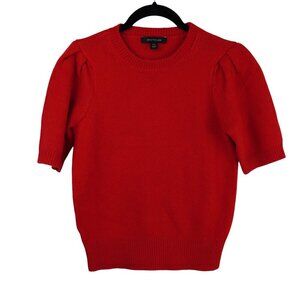 Ann Taylor Red Christmas Knit Puff‎ Sleeve Sweater XSP Wool Womens Top
